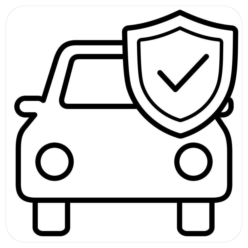 Car Protection icon concept in black line color vector