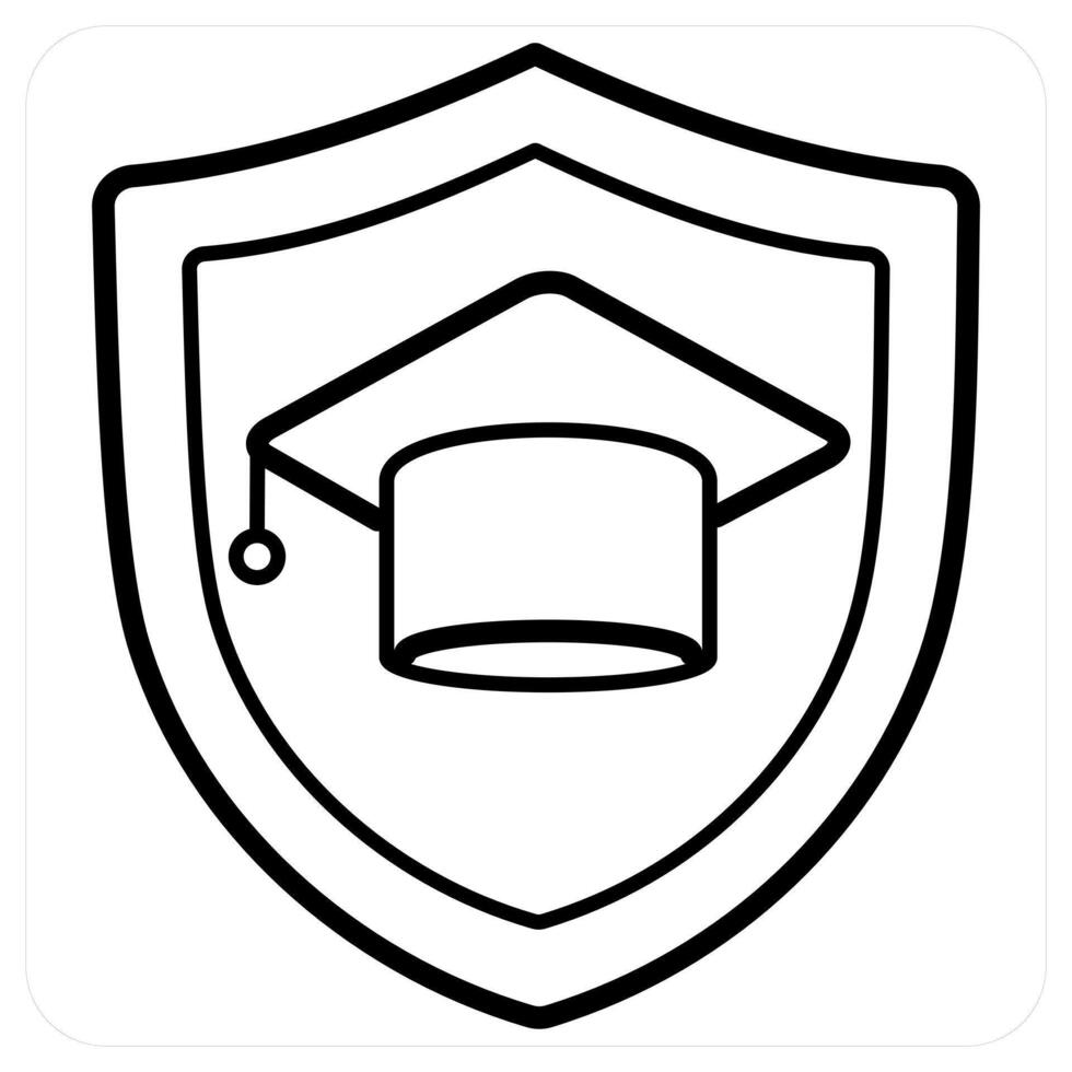 Education Insurance icon concept in black line color vector