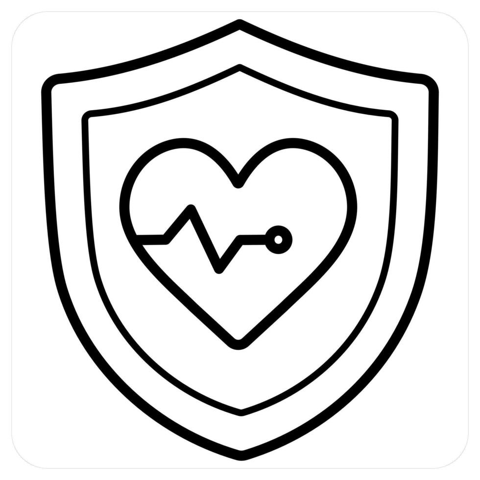 Health Insurance icon concept in black line color vector