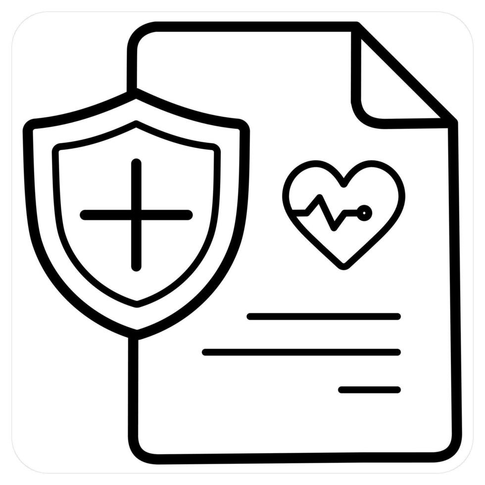 Health Insurance icon in black line color vector