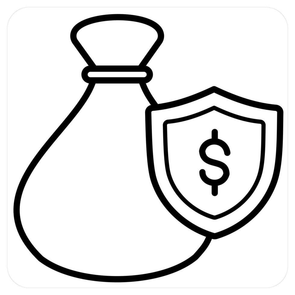 Investment Insurance concept in black line color vector