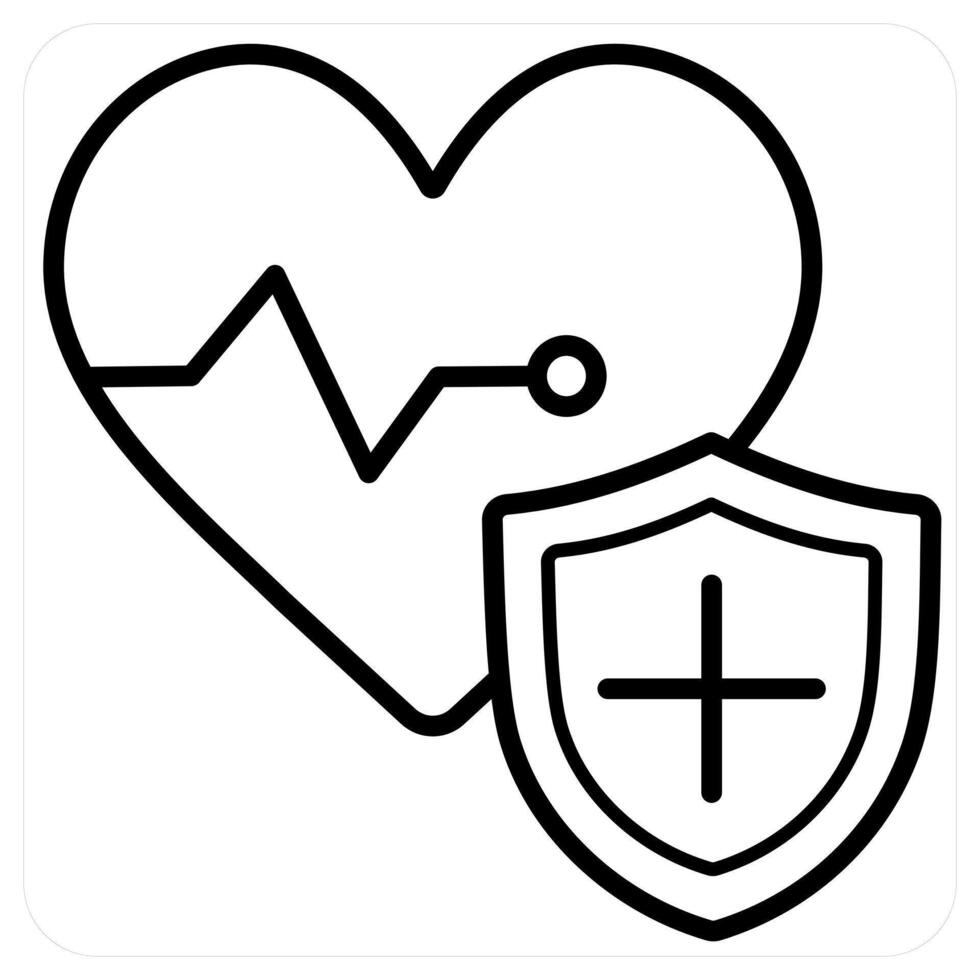 Health Insurance concept in black line color vector