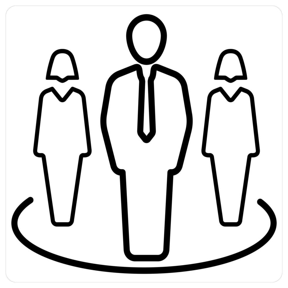 Team and manager icon concept in black line color vector