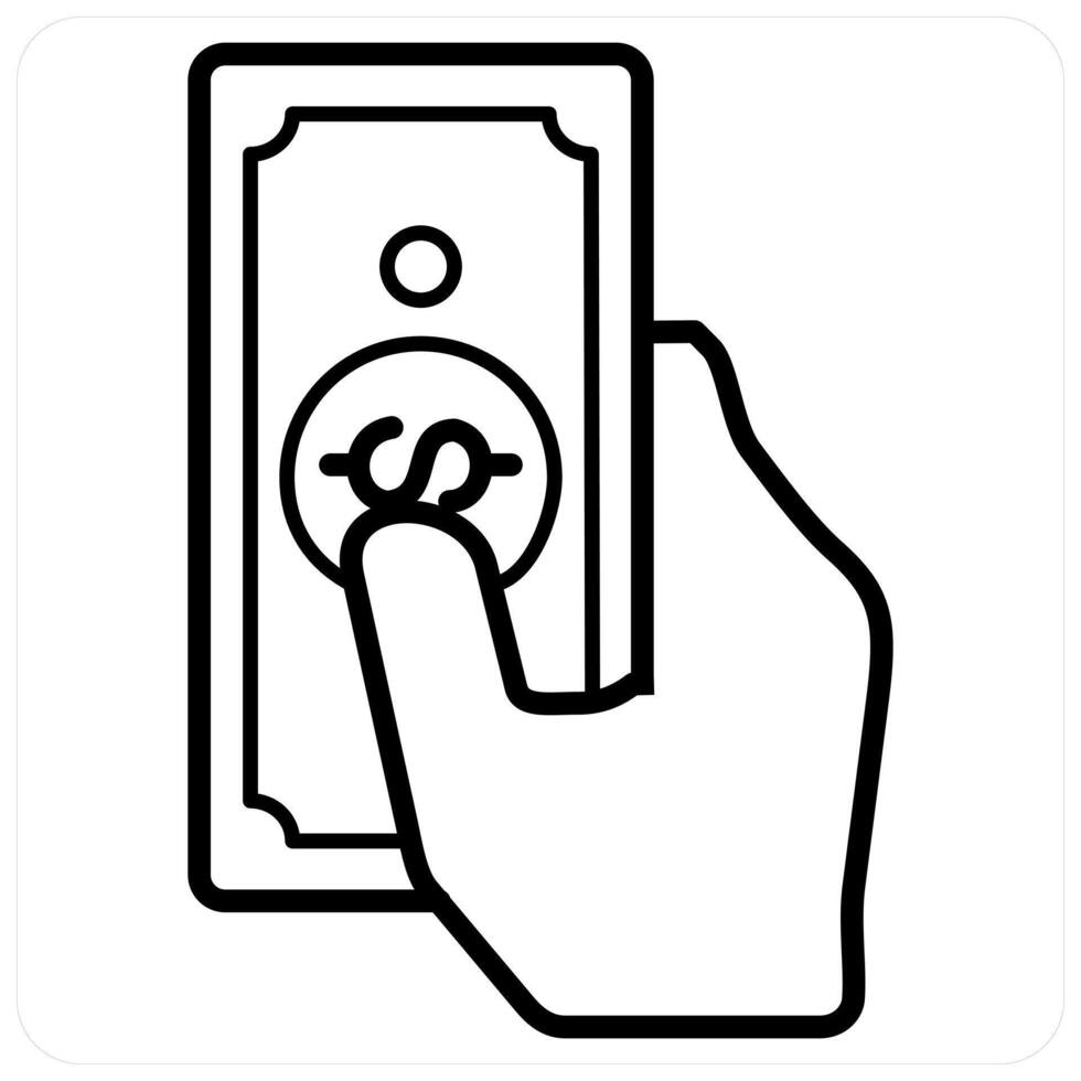 Cash icon concept in black line color vector