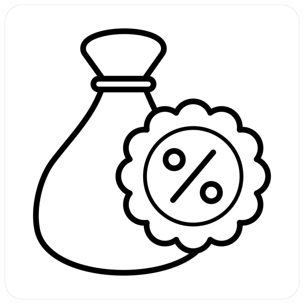 Loan Rate icon concept in black line color vector