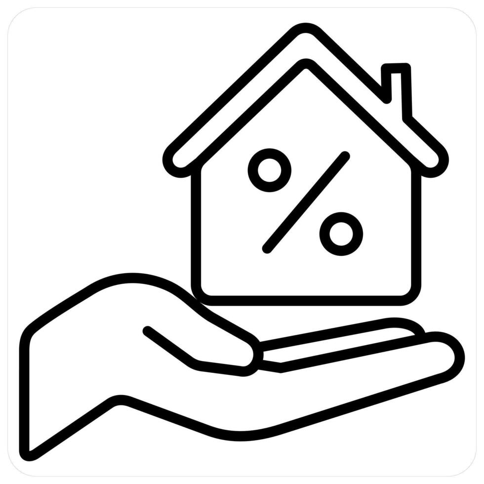 Home Loan and loan icon concept in black line color vector