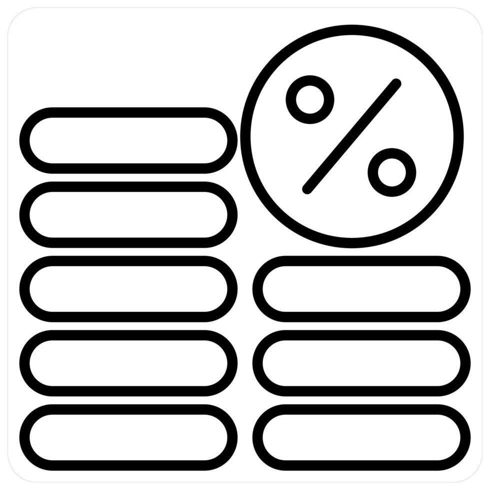 Interest Percent icon concept in black line color vector