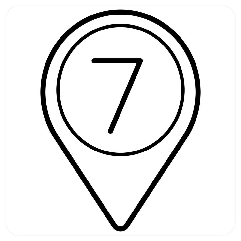 seven icon concept in black line color vector