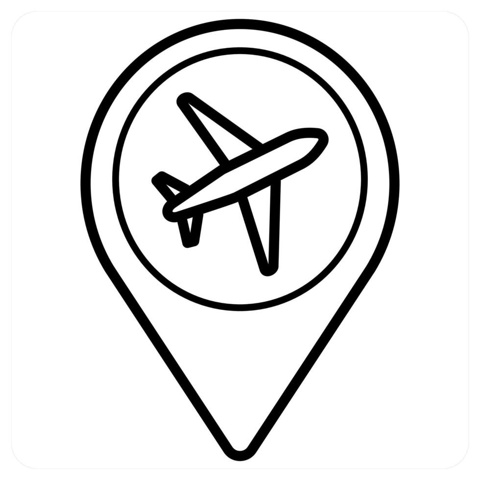 Aeroplane icon concept in black line color vector