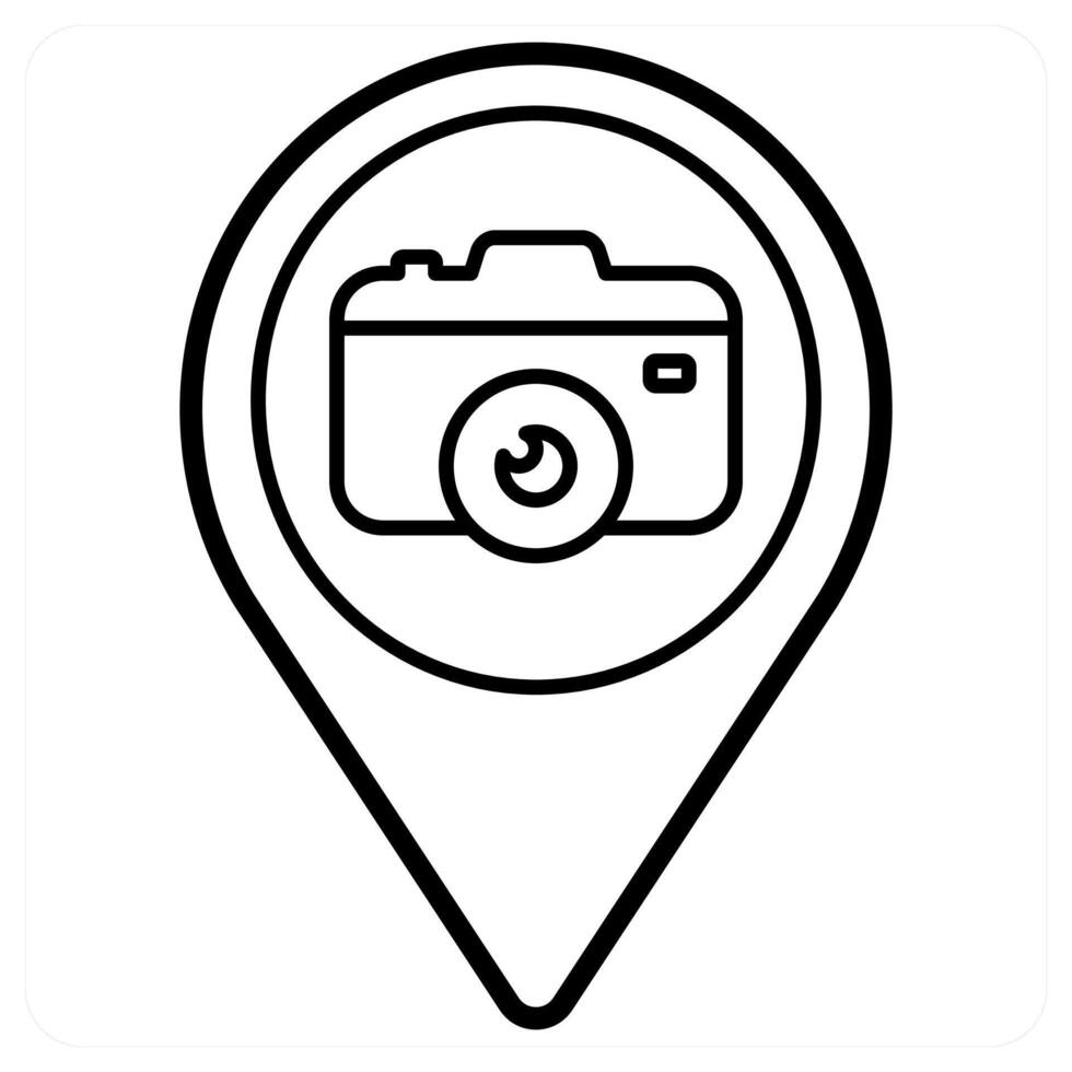 camera icon concept in black line color vector