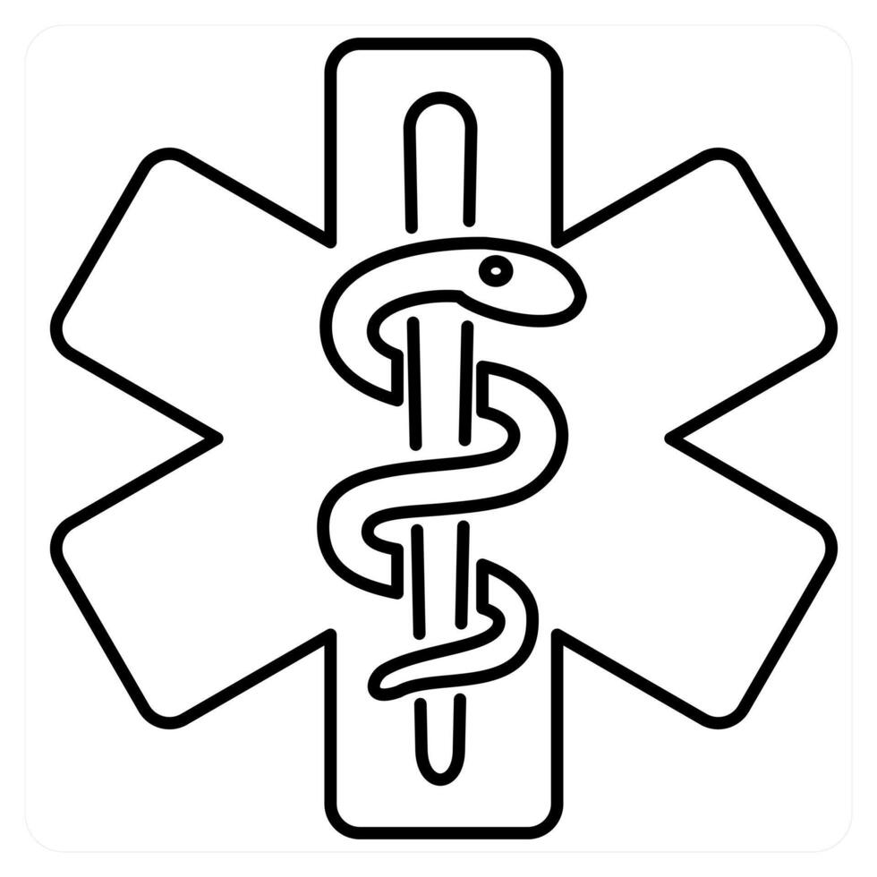 Caduceus icon concept in black line color vector