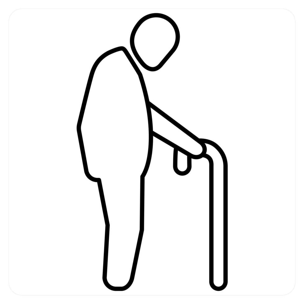 Geriatrics icon concept in black line color vector