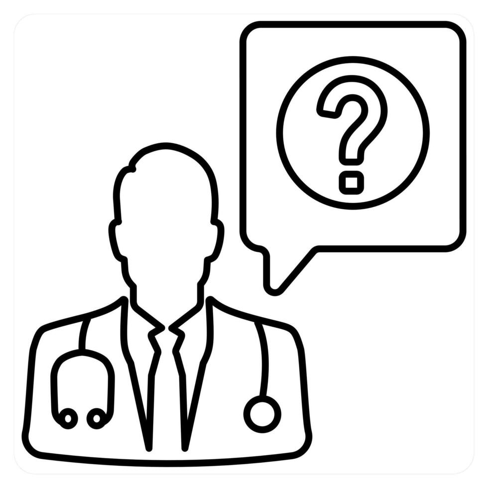 Ask A Doctor icon concept in black line color vector
