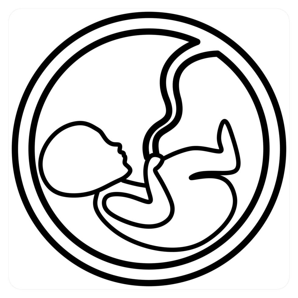 Fetus icon concept in black line color vector