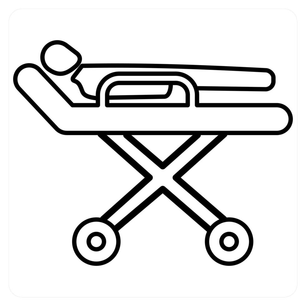 Stretcher icon concept in black line color vector