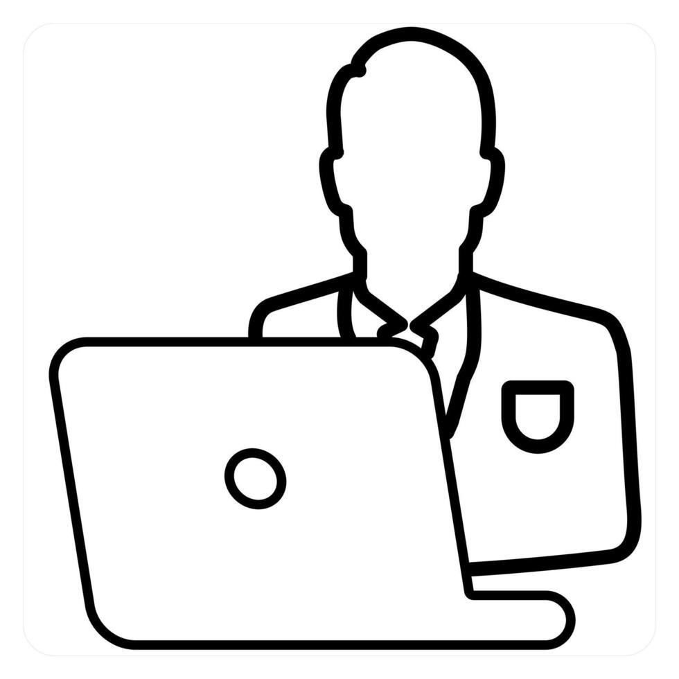 Busy man icon concept in black line color vector