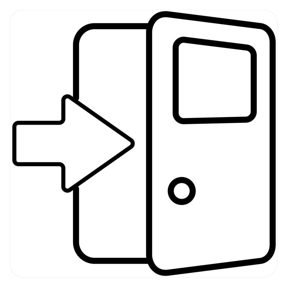 Door Enter icon concept in black line color vector