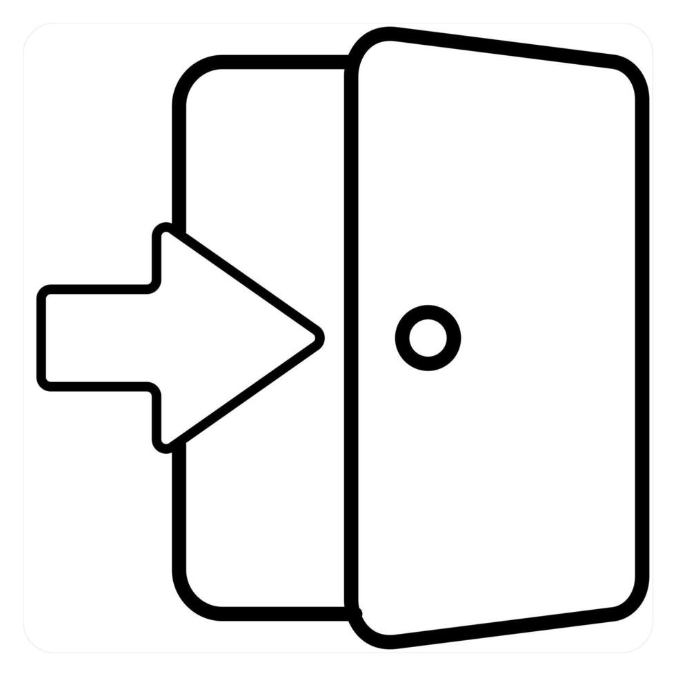 Door Enter icon in black line color vector