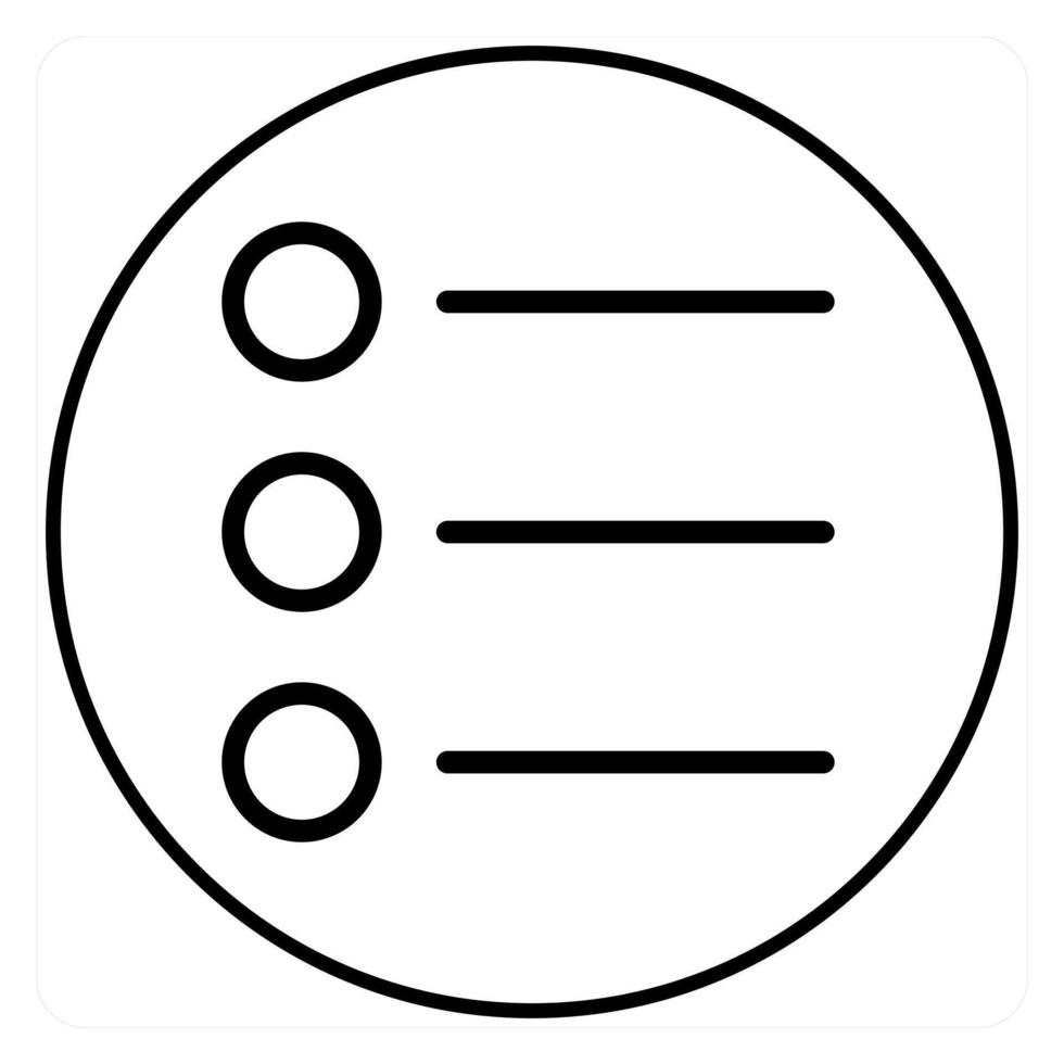 Bullet list icon concept in black line color vector