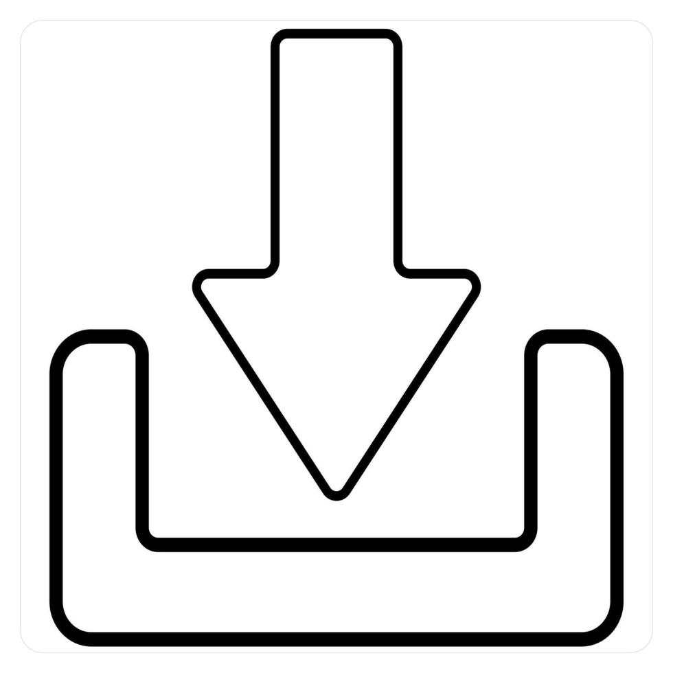 Download icon concept in black line color vector