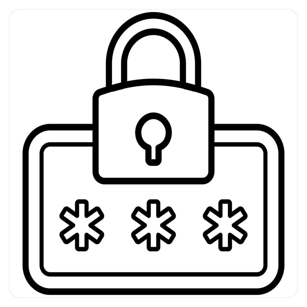 Security Password and security icon concept in black line color vector