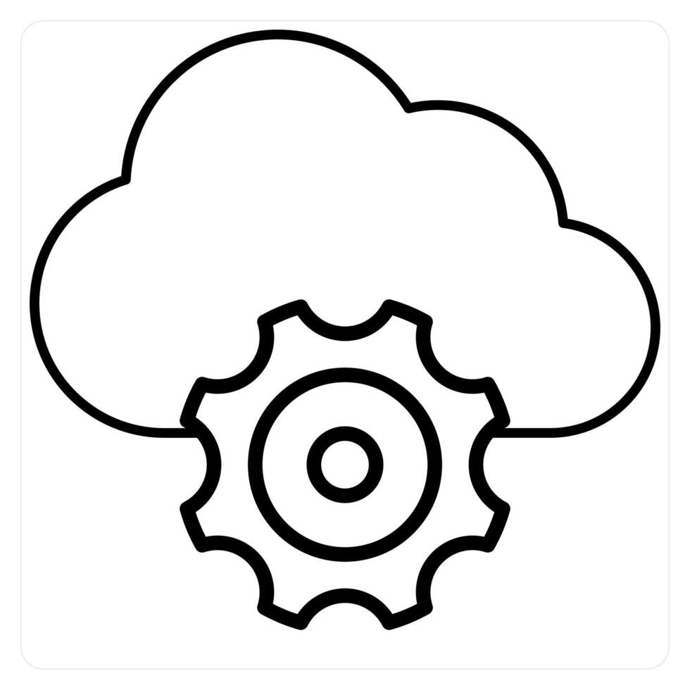 Cloud Settings icon concept in black line color vector