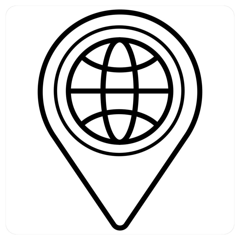 Global Location and globe icon concept in black line color vector