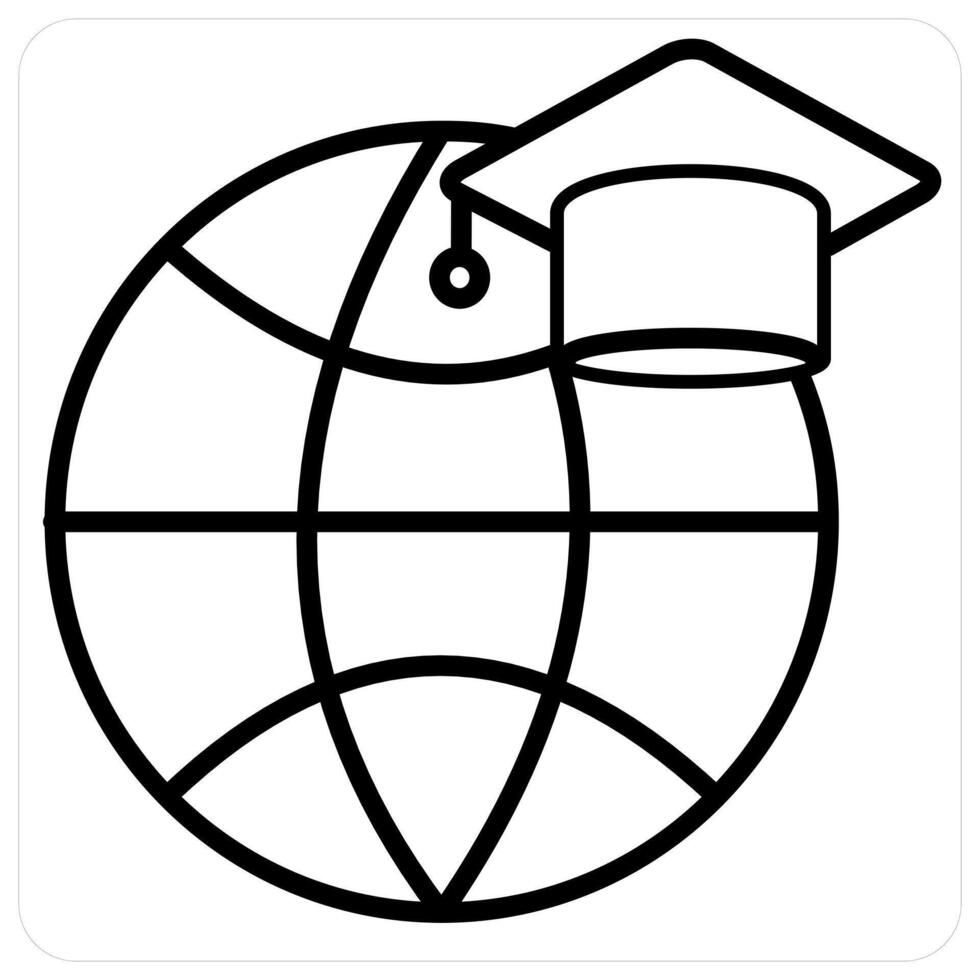 Distance education icon concept in black line color vector