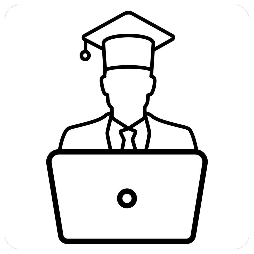 Student and education icon concept in black line color vector