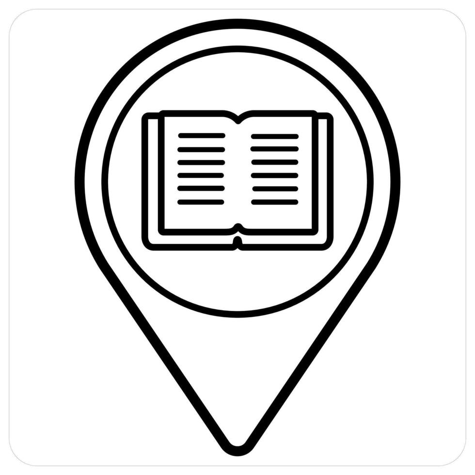 Locate University and education icon concept in black line color vector
