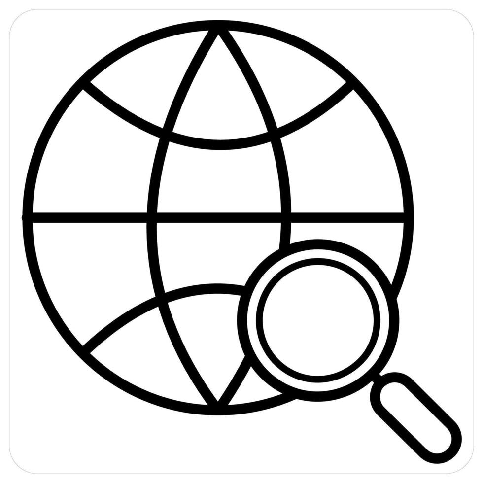 International Search and education icon concept in black line color vector