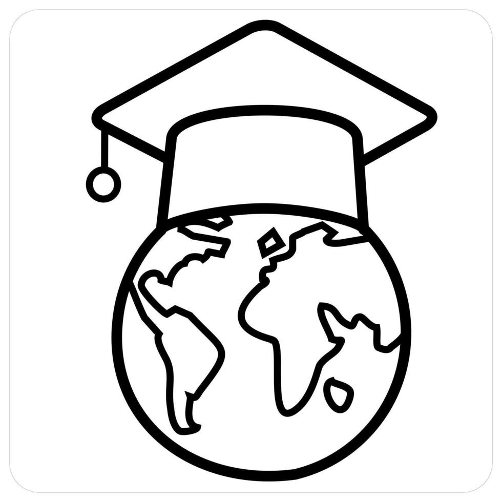 Distance learning and education icon concept in black line color vector