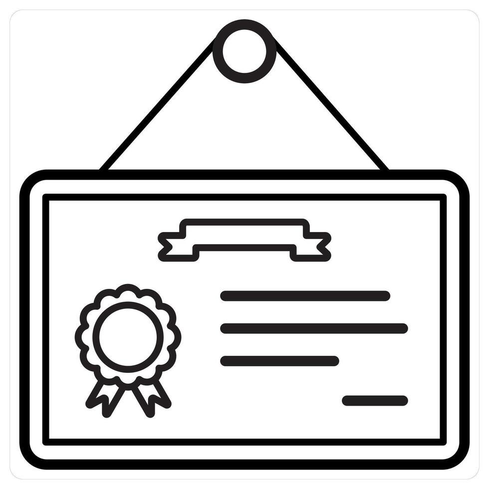 Certificate and diploma icon concept in black line color vector