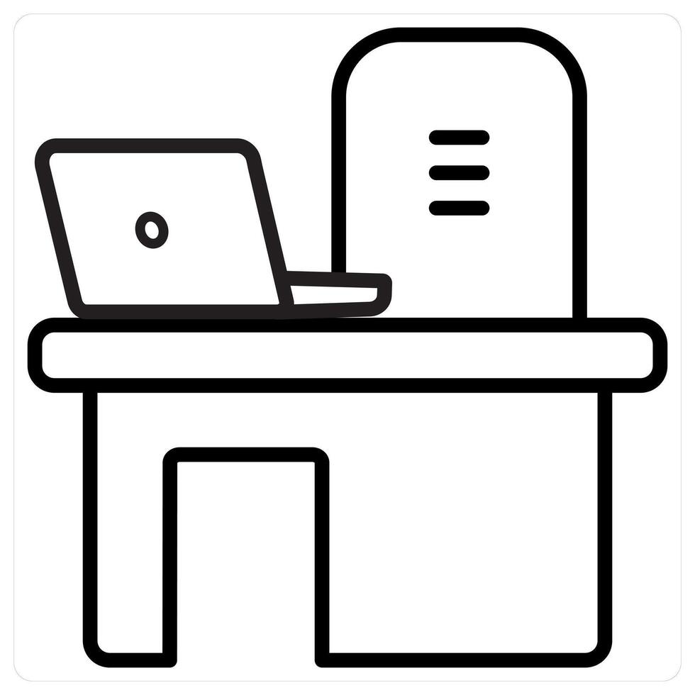 Desk and table icon concept in black line color vector