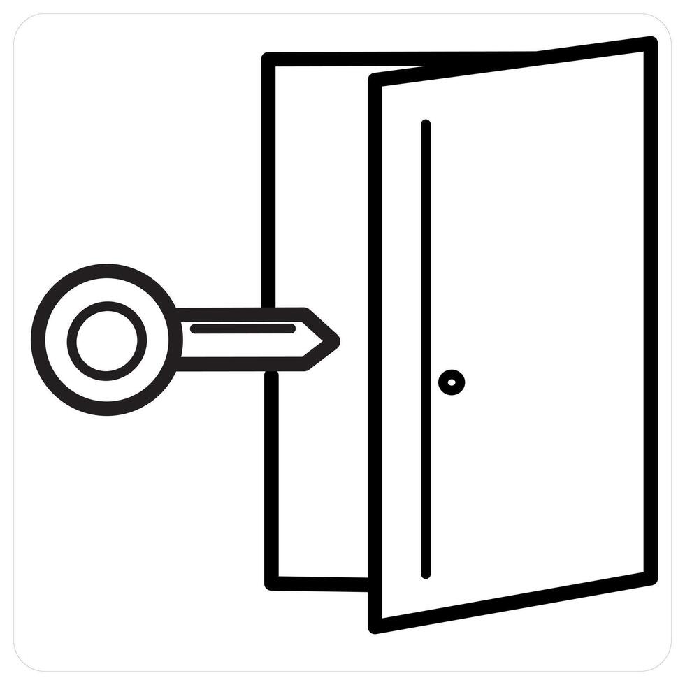 Door Key concept in black line color vector