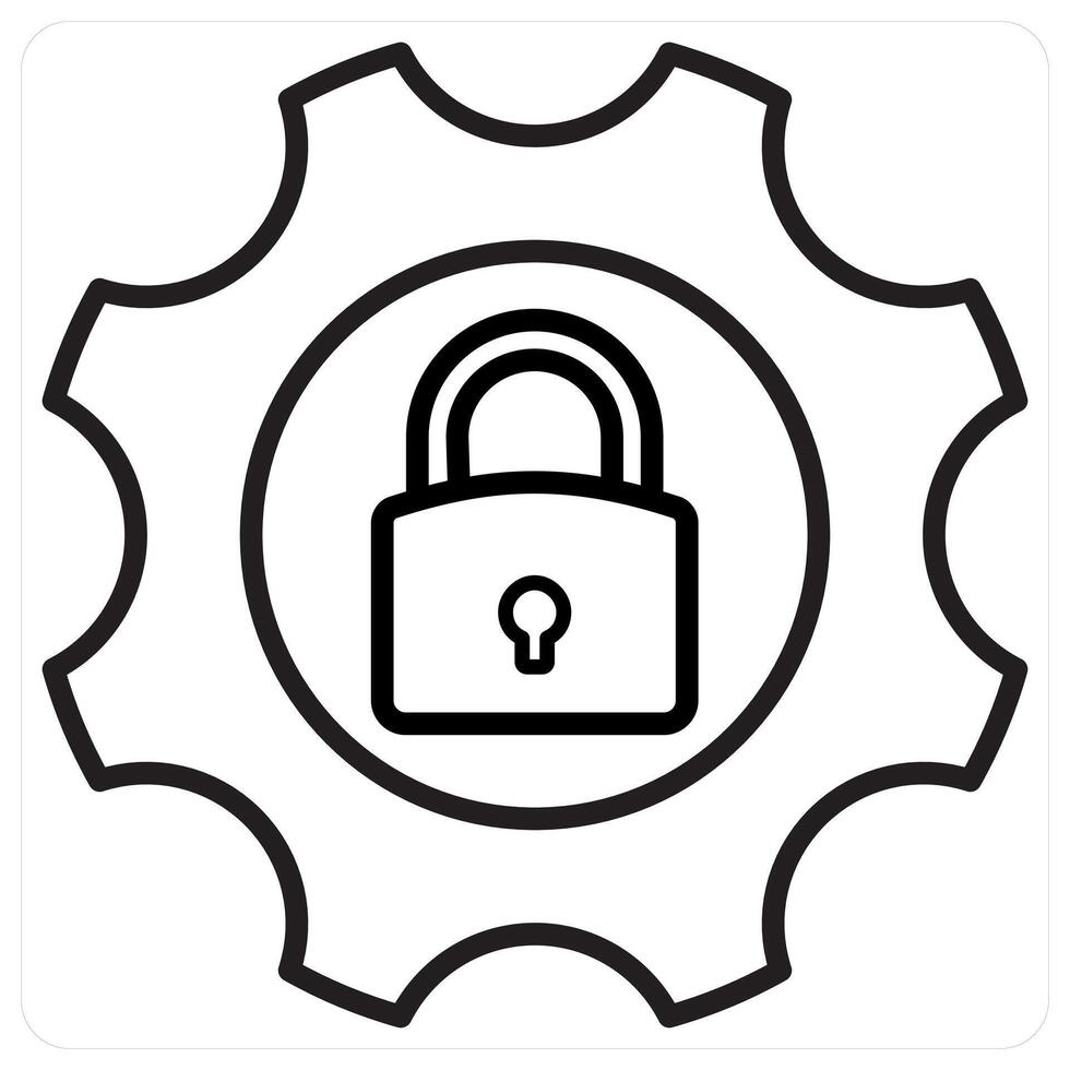 Security Setting icon concept in black line color vector