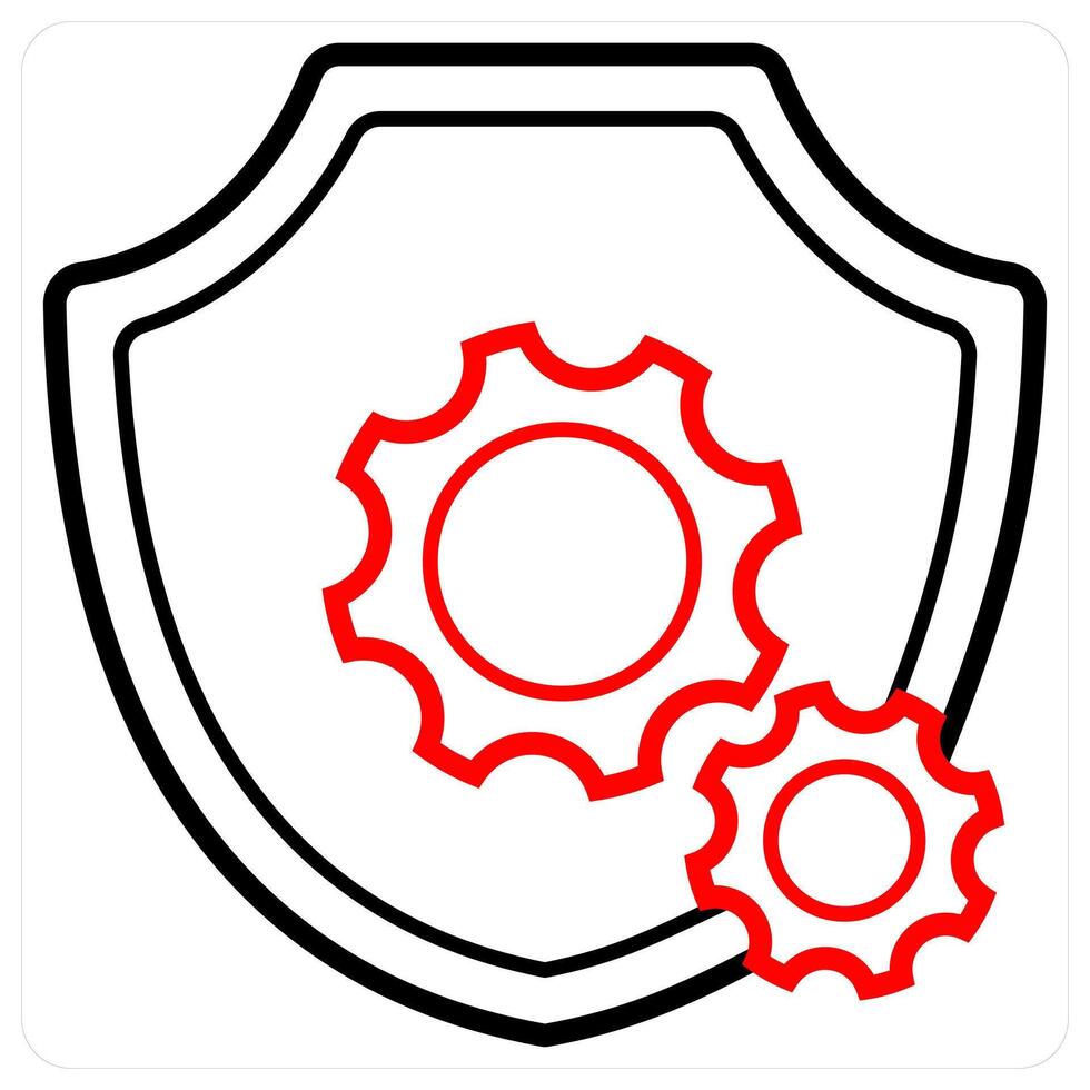 Security Setting and security icon concept in black line color vector