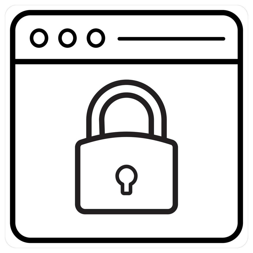 Webpage Security icon concept in black line color vector