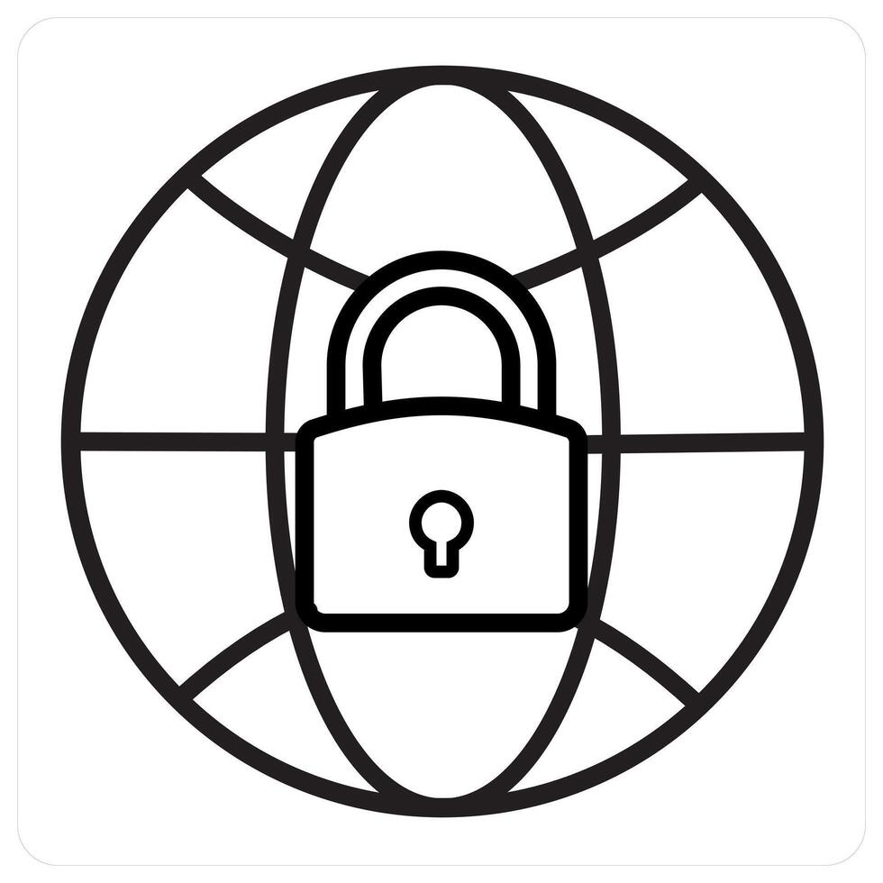 Secured Web icon concept in black line color vector