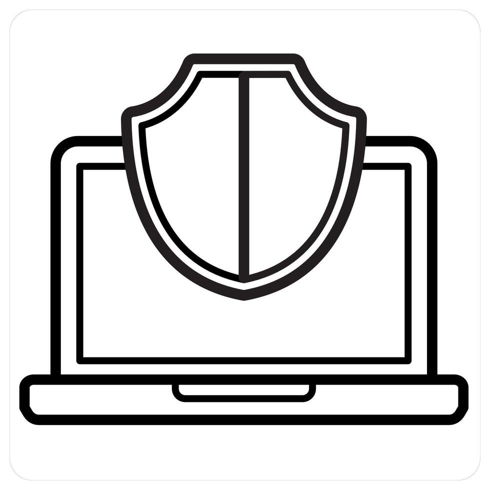Laptop Security concept in black line color vector