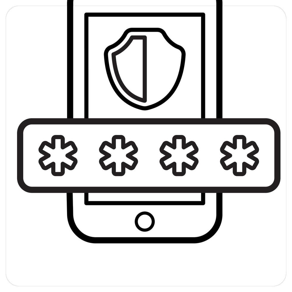 Security Password concept in black line color vector