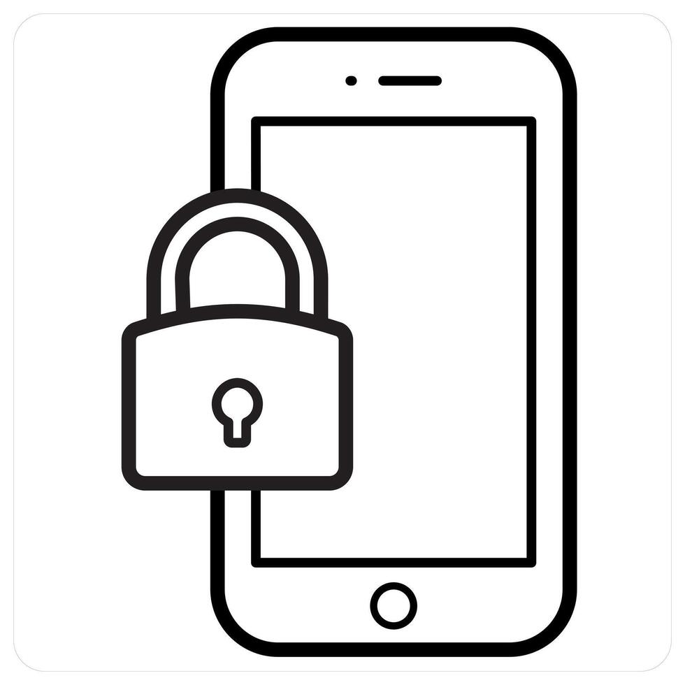 Mobile Security concept in black line color vector