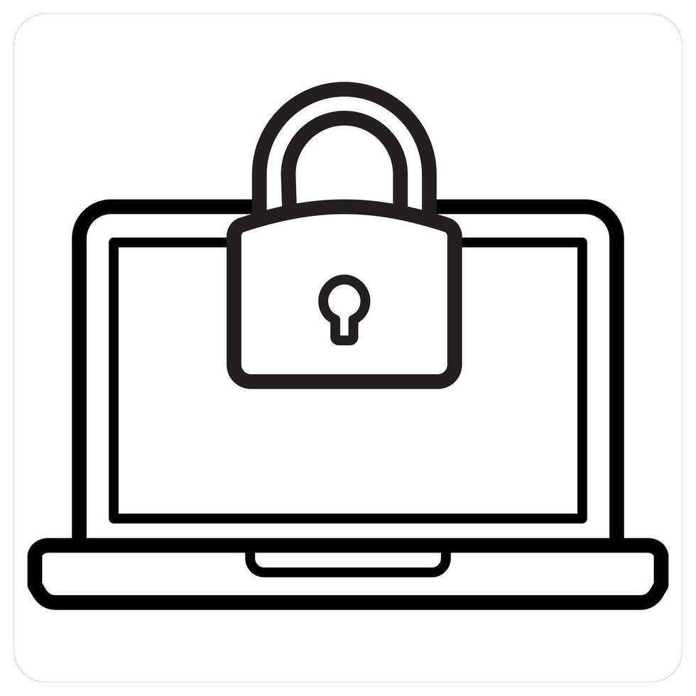 Laptop Security icon concept in black line color vector