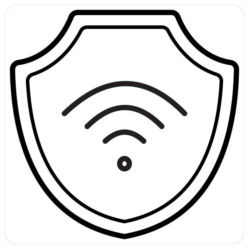 Secured Wifi icon concept in black line color vector