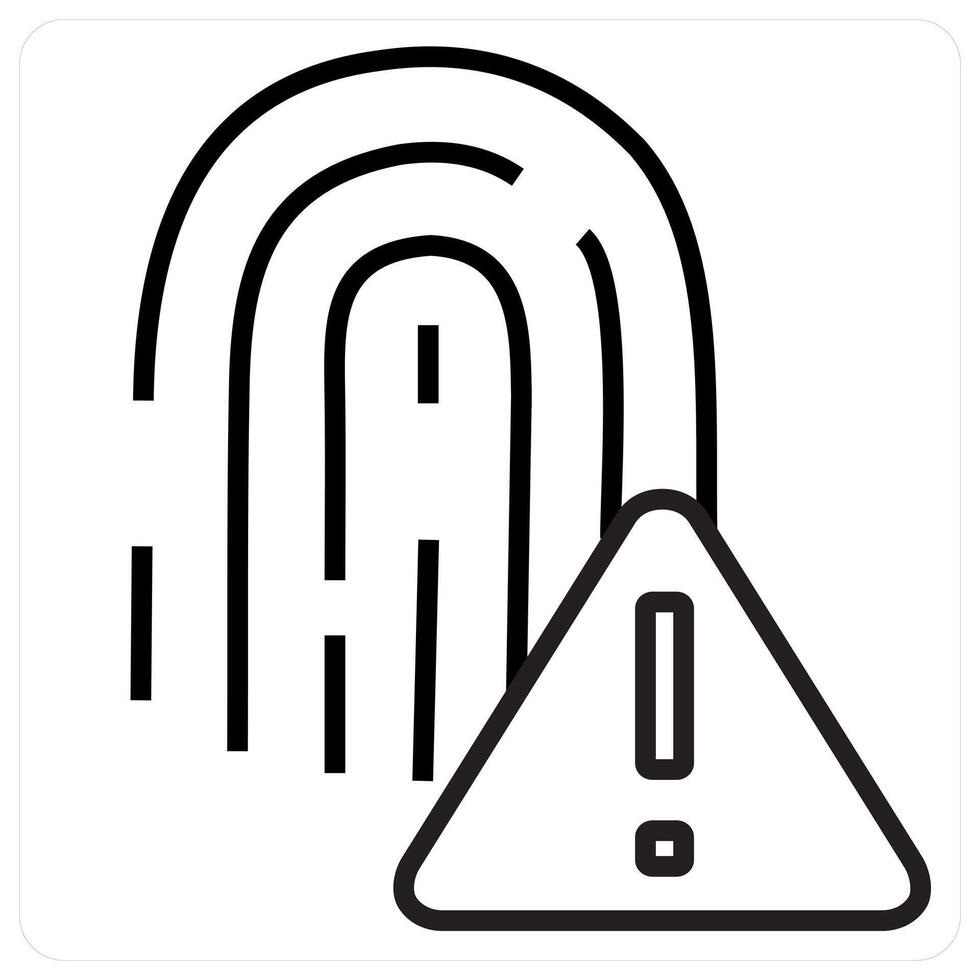 Fingerprint Error icon concept in black line color vector
