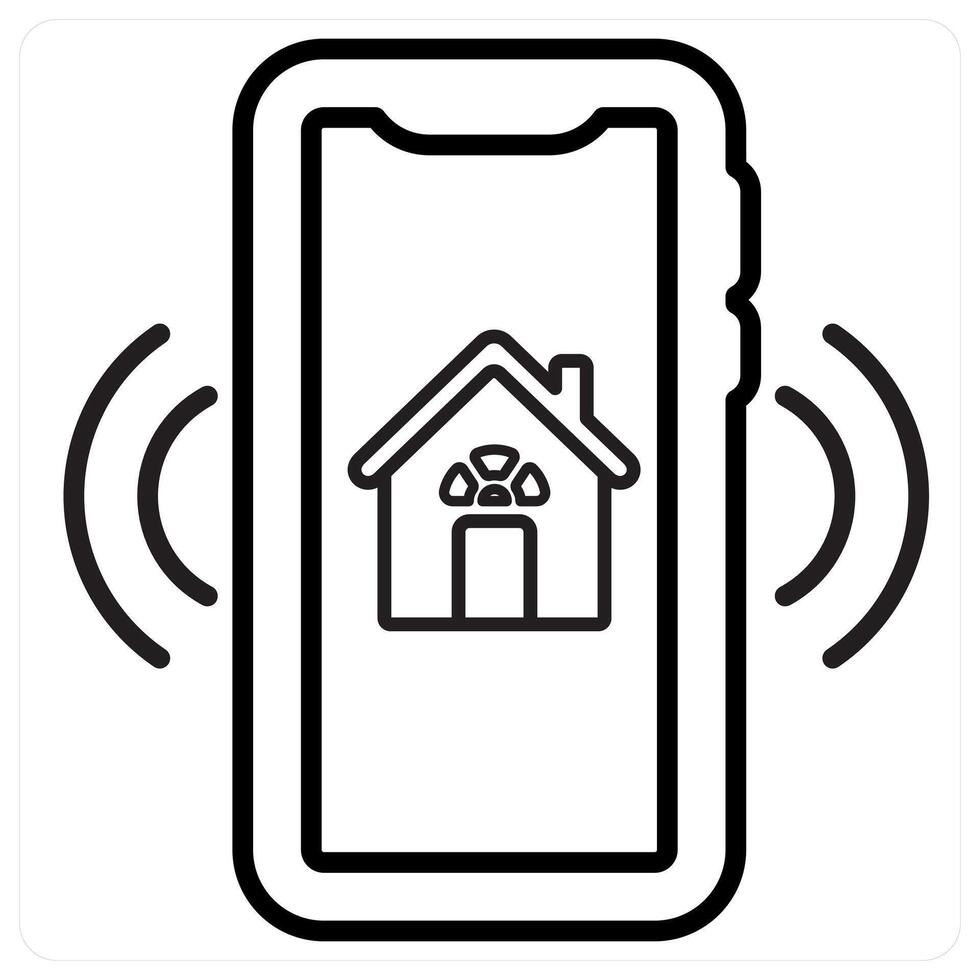 Smart House And Control Icon Concept in black line color vector