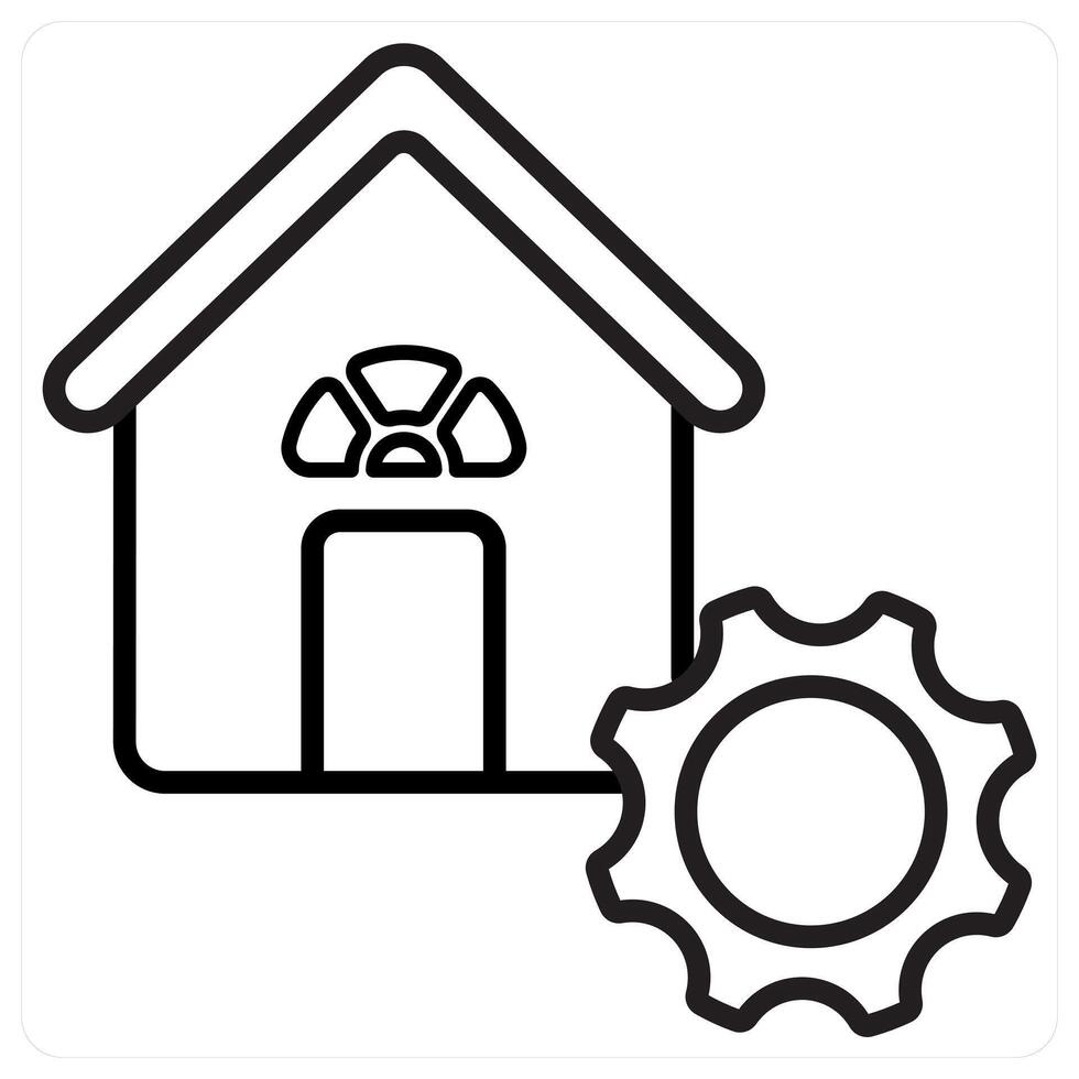 House Optimization And Building Icon Concept in black line color vector