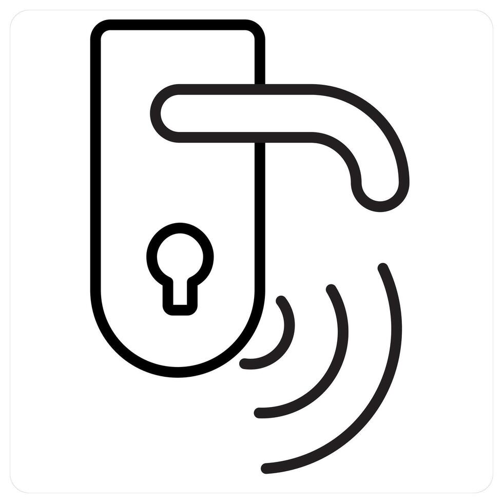 Smart Lock and Door Icon Concept in black line color vector