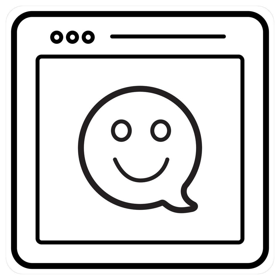 Smiley Feedback icon concept in black line color vector