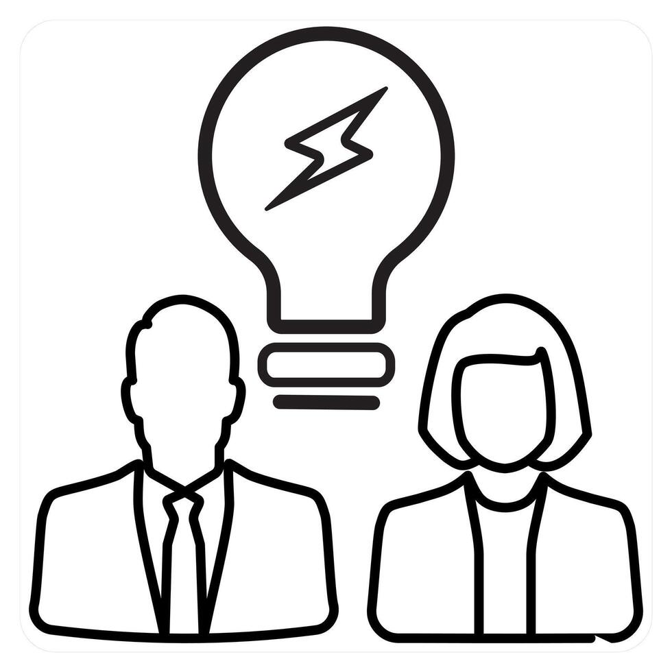 Brainstorm icon concept in black line color vector